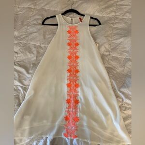Embroidered silky chiffon dress